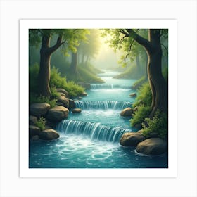 Waterfall In The Forest Art Print