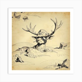 Deer In The Snow Art Print