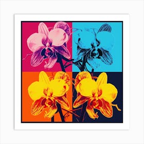 Andy Warhol Style Pop Art Flowers Orchid 1 Square Art Print