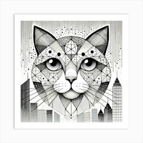 Brickstripe City Cat Art Print