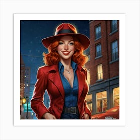 Woman In A Red Coat Art Print