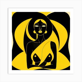 Abstract Woman In Yellow And Black Art Print