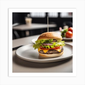 Hamburger On A Plate 31 Art Print