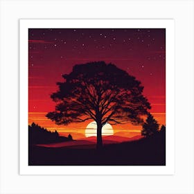 Sunset Tree 12 Art Print