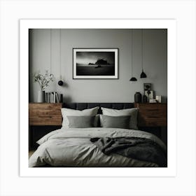 Black And White Bedroom 1 Art Print