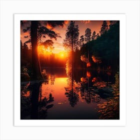 Sunset In The Forest 8 Art Print