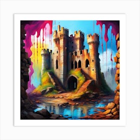 Castle Of Dripping Paint Art Print