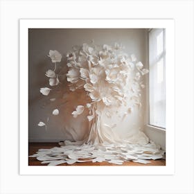 Flowers of white paper 7 Art Print