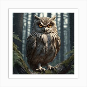 Owl In The Forest 133 Art Print