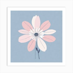 A White And Pink Flower In Minimalist Style Square Composition 536 Art Print