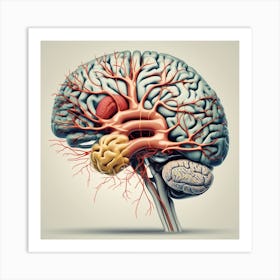 Human Brain With Blood Vessels 3 Art Print