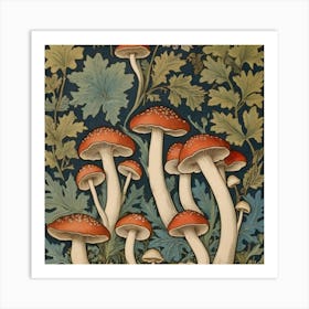 William Morris Print Mushrooms Poster Vintage Textile 1 Art Print