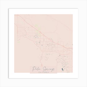Palm Springs California Pink and Blue Cute Script Street Map 1 Art Print