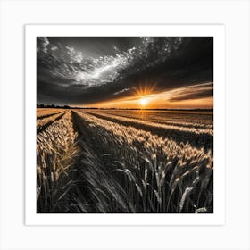 Sunset In A Wheat Field 8 Art Print