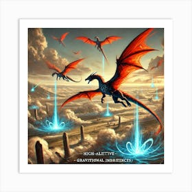 Blaze Wyverns Evading Gravitational Influences Art Print