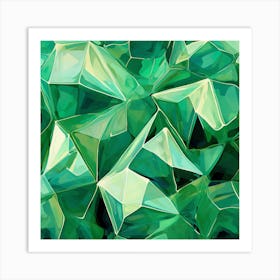 Abstract Green Crystals Art Print