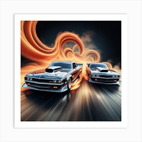 Two Muscle Cars On A Road Art Print