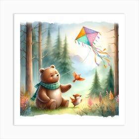A bear in a forest 3 Art Print