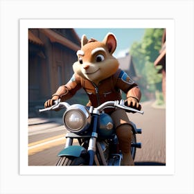 Chipmunk On A Motorcycle 2 Art Print