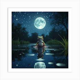 Frog In The Water Wall Decoration Art Print