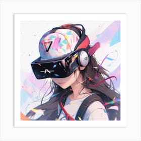 Anime Girl In Vr Headset Art Print