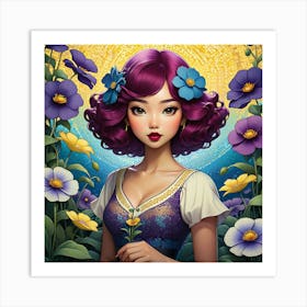 Girl With Purple Hair 5 Art Print