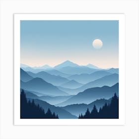 Misty mountains background in blue tone 16 Art Print