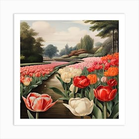 Tulips In The Garden 3 Art Print