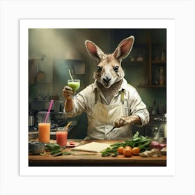 Kangaroo In The Kitchen 1 Art Print