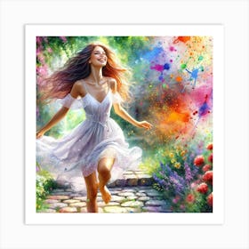 Girl In A Garden Art Print