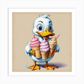 Duck With Ice Cream Art Print