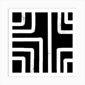 Abstract Black And White Squares Art Print