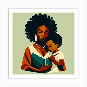 Mother And Child Reading Art Print