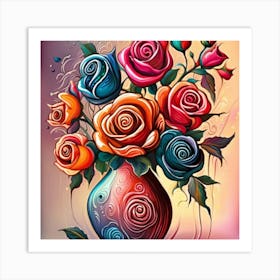 Roses In A Vase 10 Art Print