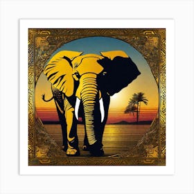 Elephant At Sunset 4 Art Print