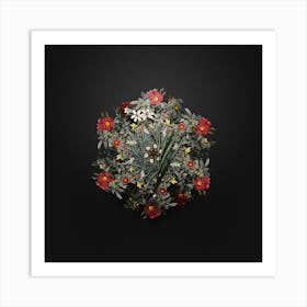 Vintage Gladiolus Flower Wreath on Wrought Iron Black n.0543 Art Print