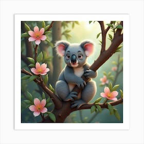 Koala Among Gum Tree Blossoms 1 Art Print