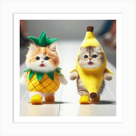 Cat And Banana Art Print