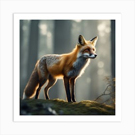 Red Fox In The Forest 34 Art Print