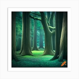 Craiyon 225713 Create A Photo Of Three Thick Oak Trees In An Enchanted Enchanted Forest Art Print