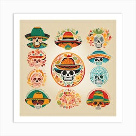 Day Of The Dead Skulls 6 Art Print