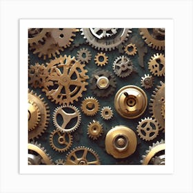 Clockwork Gears Background 1 Art Print