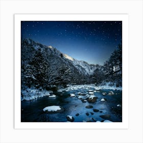 Firefly 8k, Top Quality, Pitch Black, Midnight, Dark Night, Snow Covered, Mountain Forests, Deep Val (10) Art Print