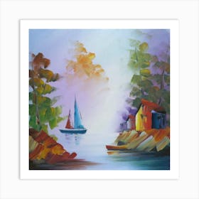 Sailboat On The Lake Art Print