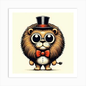 Lion In Top Hat 3 Art Print