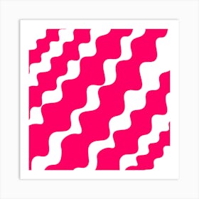 Slanting Pink Wavy Pattern Art Print