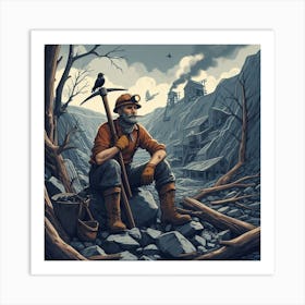 Miner In The Mine Art Print