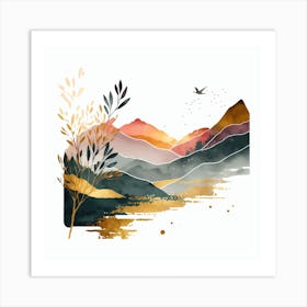 Watercolor Landscape Painting Abstract Art Print
