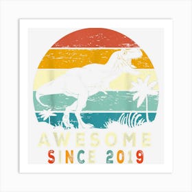 Awesome Since 2019 3 Years Dinosaur T Rex 3rd Birthday Gifts Art Print