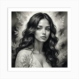 Black And White Portrait Of A Woman Art Print